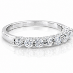 U-Prong Moissanite Half Eternity Wedding Band – 1CT VVS1 D Color | 925 Sterling Silver | GRA Certified, featuring brilliant round stones set in a sleek half eternity design.