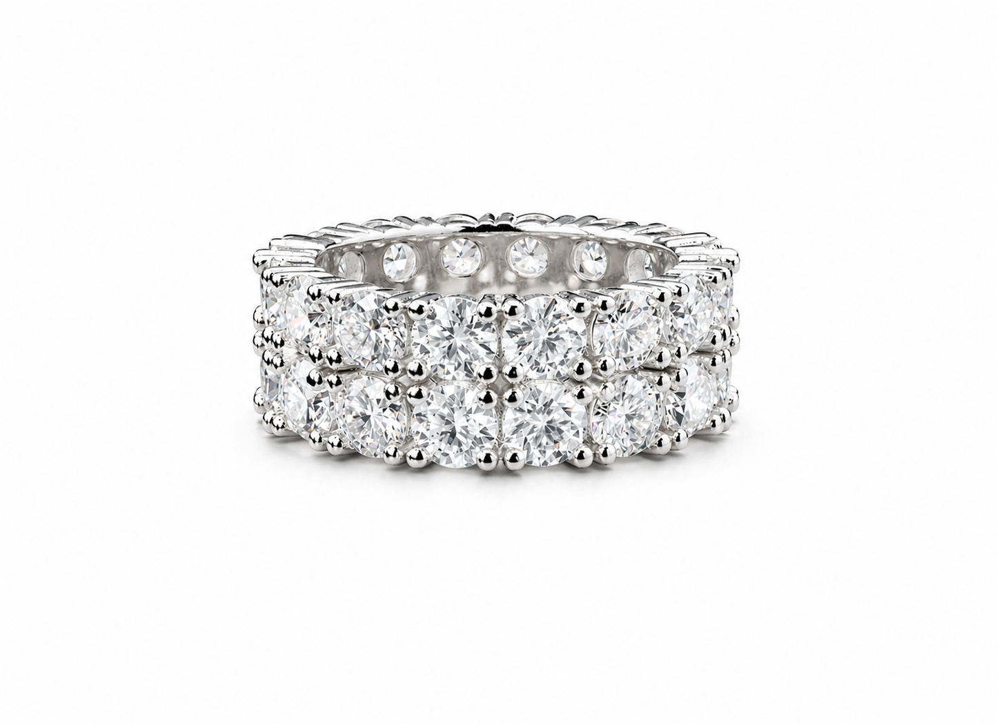 Mens moissanite double row eternity ring 12CT VVS D color GRA certified 925 silver Atlanta Paradise Gems