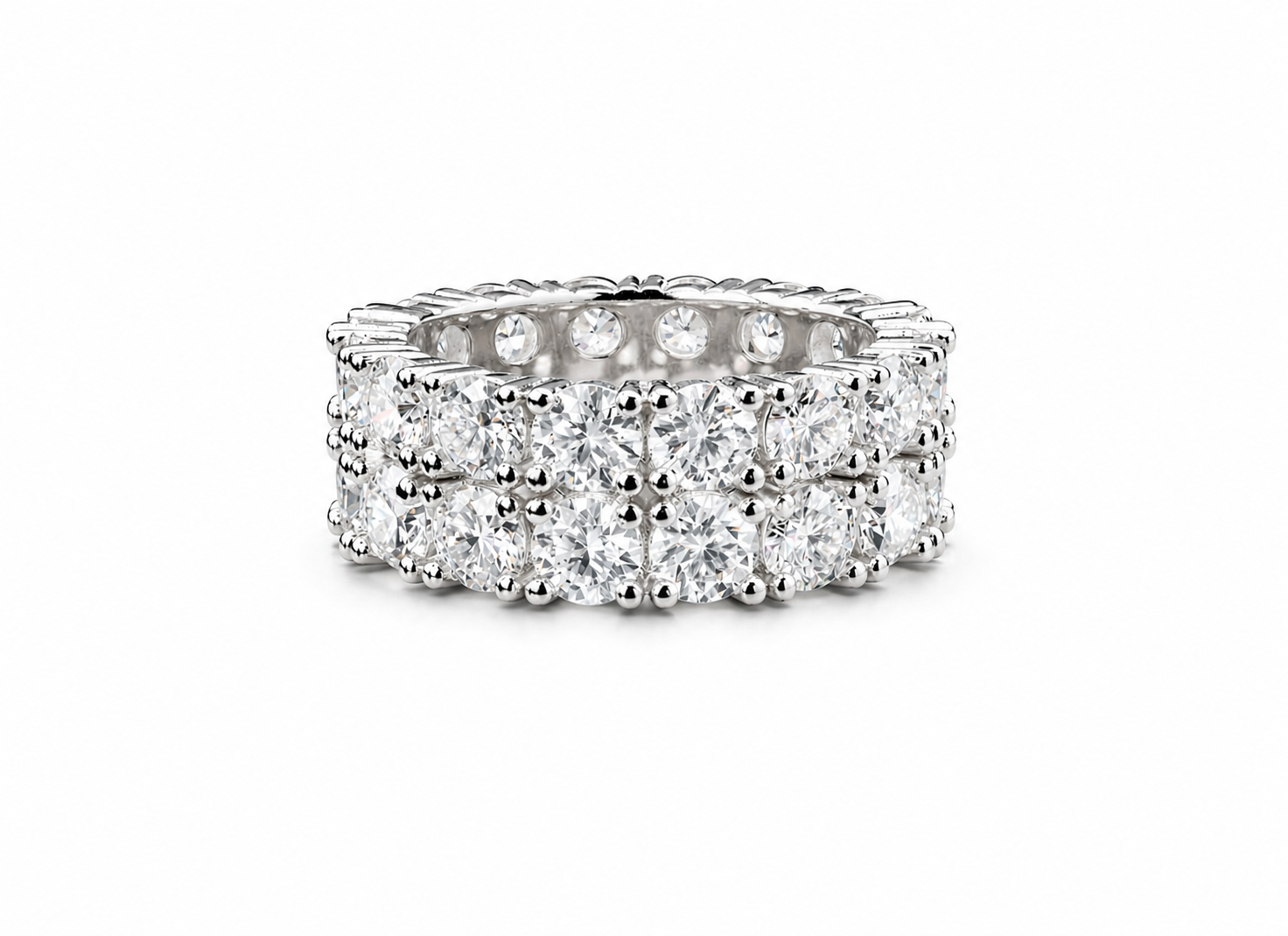 Mens moissanite double row eternity ring 12CT VVS D color GRA certified 925 silver Atlanta Paradise Gems