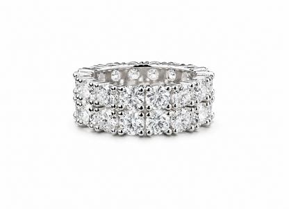 Mens moissanite double row eternity ring 12CT VVS D color GRA certified 925 silver Atlanta Paradise Gems