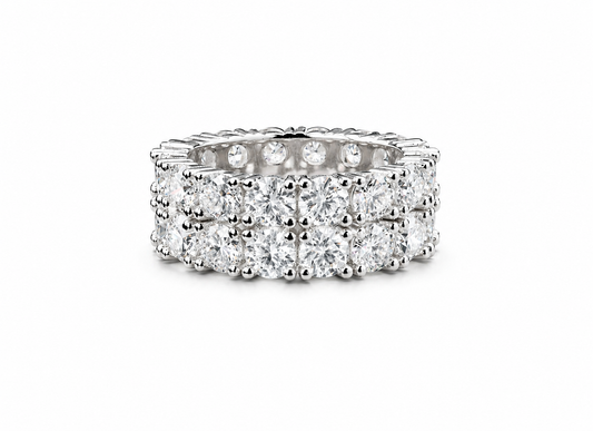 Mens moissanite double row eternity ring 12CT VVS D color GRA certified 925 silver Atlanta Paradise Gems
