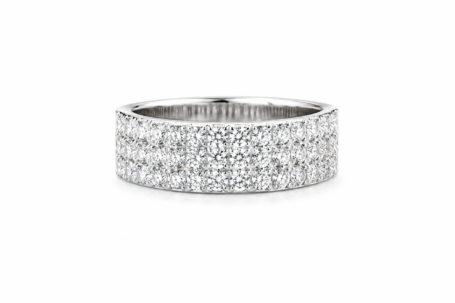 Mens moissanite double row half eternity band 1.56CT VVS D color GRA certified 925 silver Atlanta