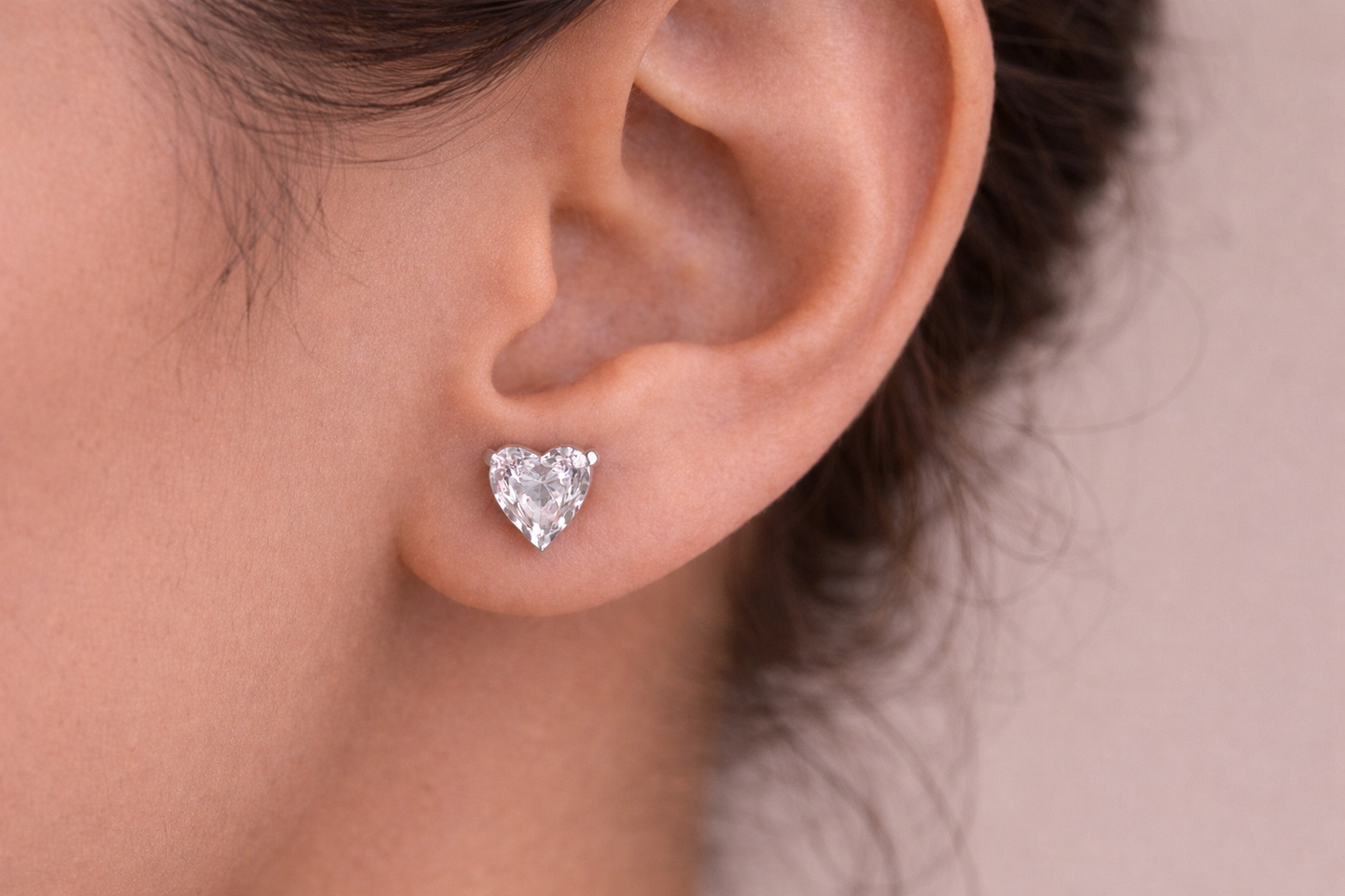 Moissanite Heart Stud Earrings 5.5MM for Women — VVS D Color GRA Certified 925 Sterling Silver