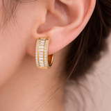 Moissanite Triple Row Hoop Earrings 14K