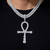 Moissanite Ankh Pendant Fully Iced Out