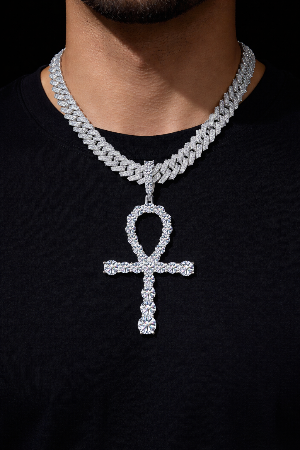 Moissanite Ankh Pendant Fully Iced Out | VVS D Color | 925 Sterling Silver