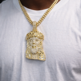 Moissanite Jesus Pendant 9.7CT 14K Gold