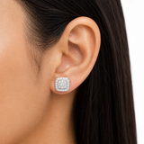 Moissanite Square Halo Stud Earrings 6.5MM
