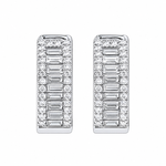 Moissanite triple row iced out hoop earrings 14K gold VVS D color GRA certified 925 silver Atlanta