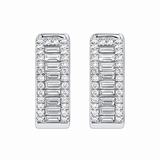 Moissanite triple row iced out hoop earrings 14K gold VVS D color GRA certified 925 silver Atlanta