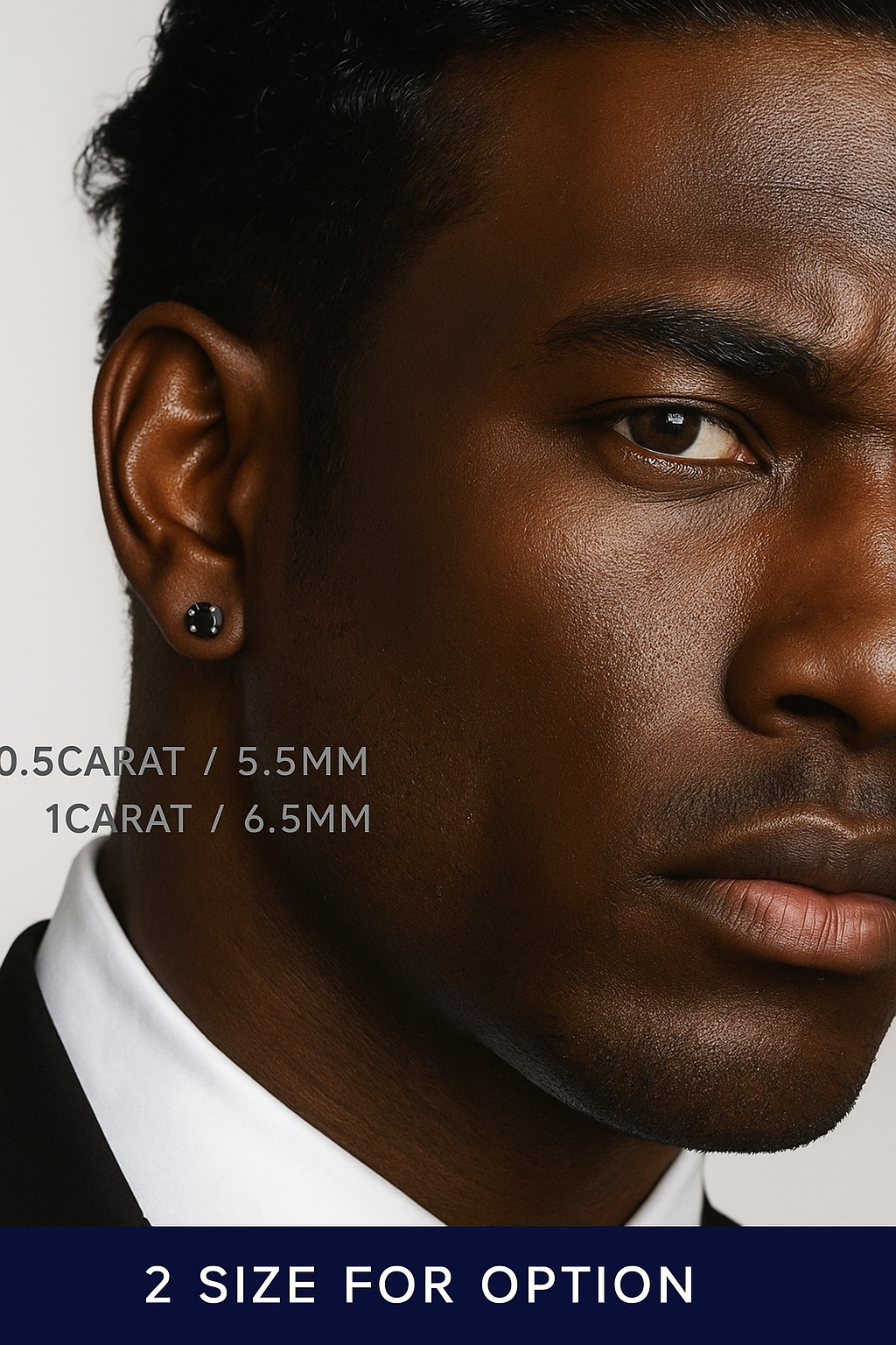 Black Studs Moissanite Diamond VVS D Color Round Cut Studs Earrings set in Real Silver 925 5.5MM-6.5MM | PASS DIAMOND TESTER