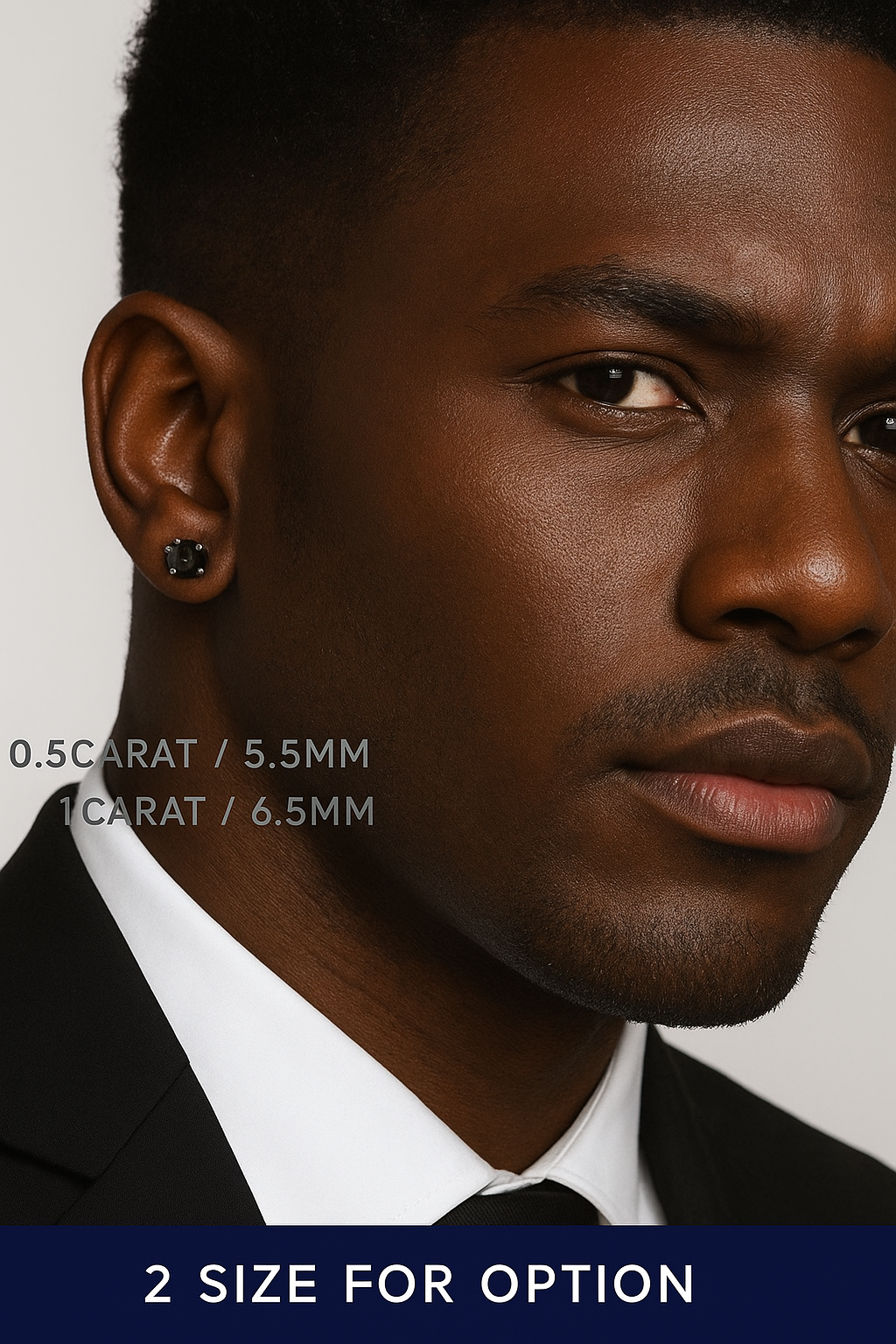 Black Studs Moissanite Diamond VVS D Color Round Cut Studs Earrings set in Real Silver 925 5.5MM-6.5MM | PASS DIAMOND TESTER