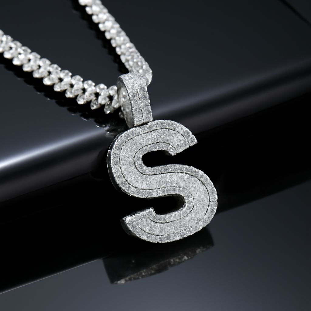 A-Z Letter Initials Baguette Style - Alphabet charm with Moissanite Diamond VVS D Color with 925 Silver 3.50 CARAT | PASSES DIAMOND TESTER!!