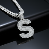 A-Z Letter Initials Baguette Style - Alphabet charm with Moissanite Diamond VVS D Color with 925 Silver 3.50 CARAT | PASSES DIAMOND TESTER!!