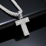 A-Z Letter Initials Baguette Style - Alphabet charm with Moissanite Diamond VVS D Color with 925 Silver 3.50 CARAT | PASSES DIAMOND TESTER!!