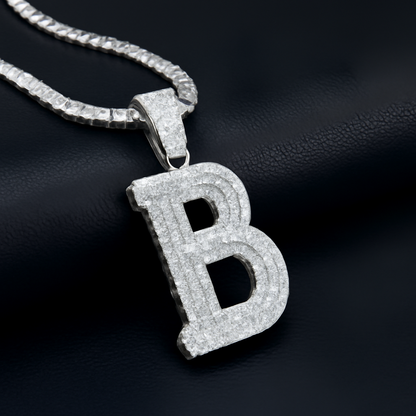 Moissanite Round Letter Initial Pendant A-Z | 2.50ct VVS D Color | 925 Silver