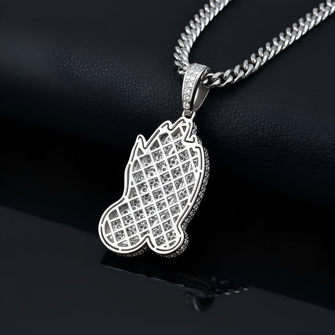  ICE OUT Praying Hand Charm 3D style Moissanite Diamond VVS D Color | 925 silver | PASS DIAMOND TESTER!!!