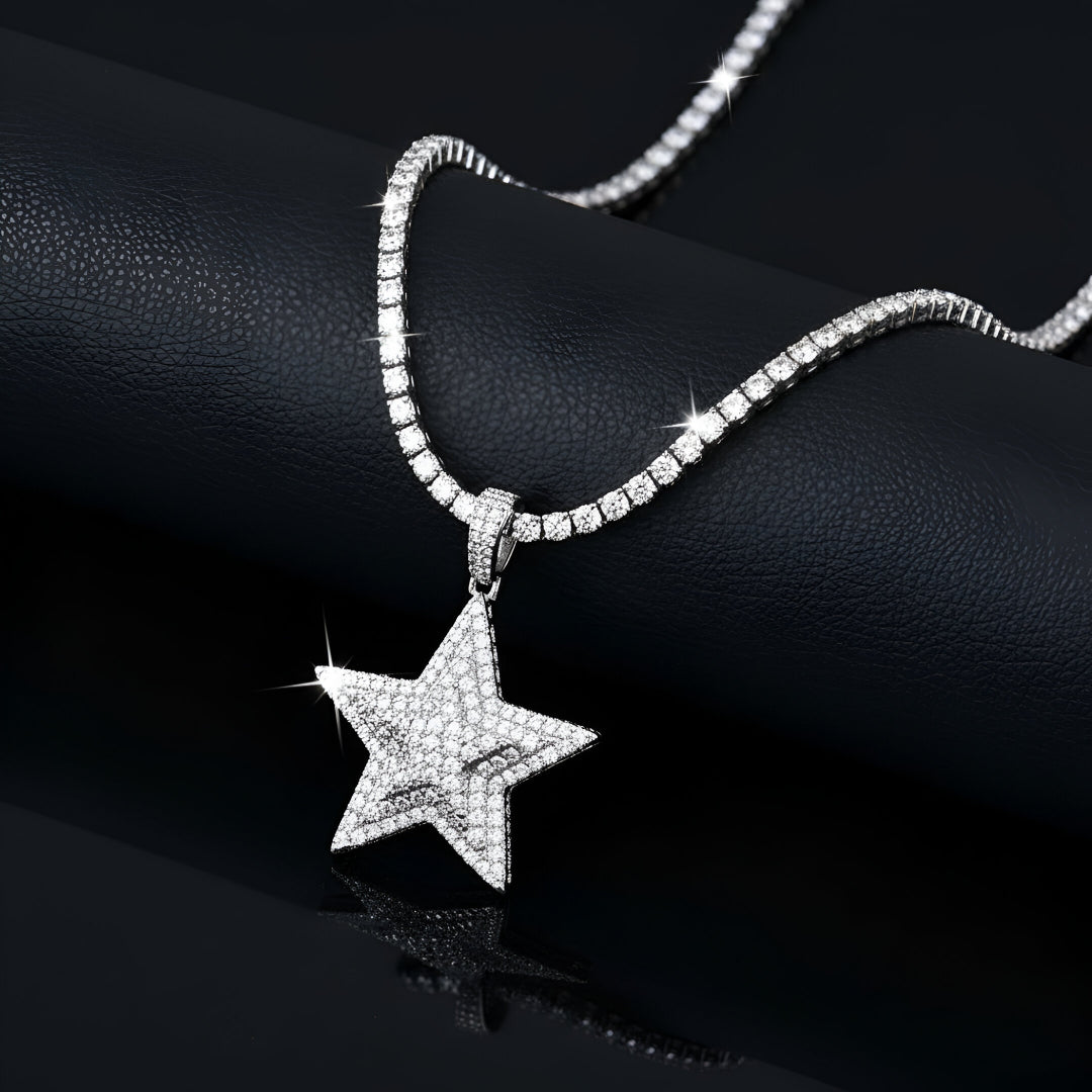 Moissanite Iced Out Star Pendant VVS