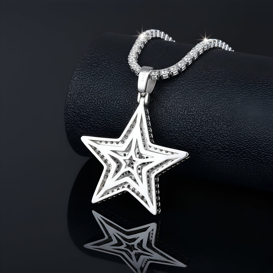 Moissanite iced out star pendant VVS D color GRA certified 925 silver passes diamond tester Atlanta