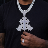 3.97ct VVS D Color moissanite praying hands cross pendant iced out solid 925 silver passes diamond tester Atlanta