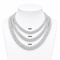 GRA certified moissanite Cuban link chain 8MM 925 silver VVS D color passes diamond tester men women Atlanta