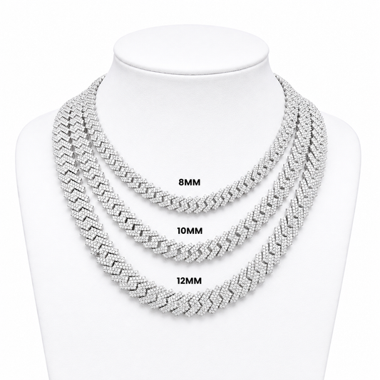 GRA certified moissanite Cuban link chain 8MM 925 silver VVS D color passes diamond tester men women Atlanta