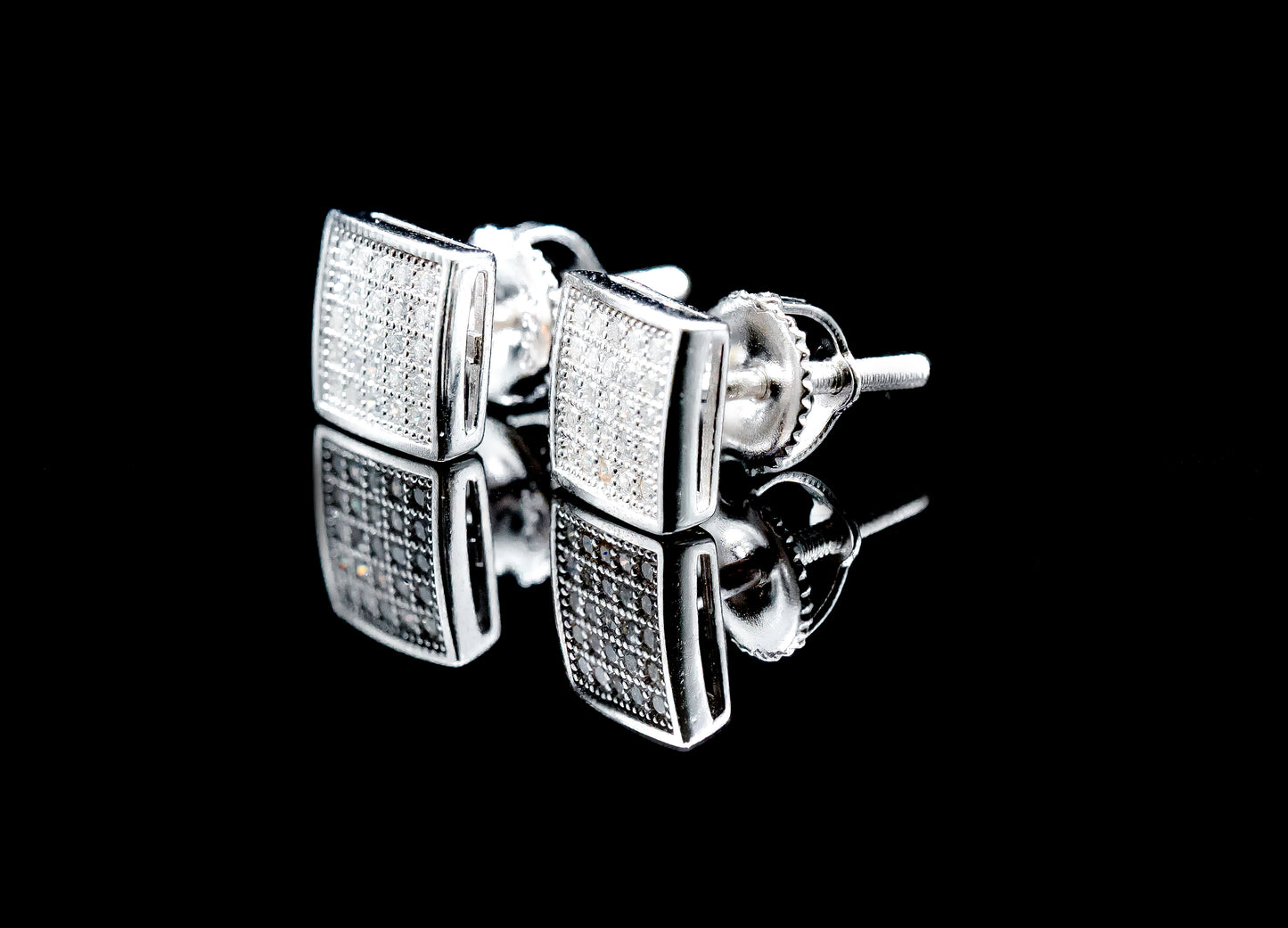 Moissanite Diamond VVS D Color Real Solid Sterling Silver 925 3D Square Earring  |  7.5MM | PASS DIAMOND TESTER !