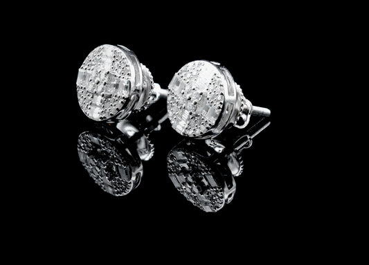 Moissanite Diamond VVS D Color Real Solid Sterling Silver 925 Baguette & Round-Cut Multi-Diamond Stud Earrings 9.5MM | PASS DIAMOND TESTER