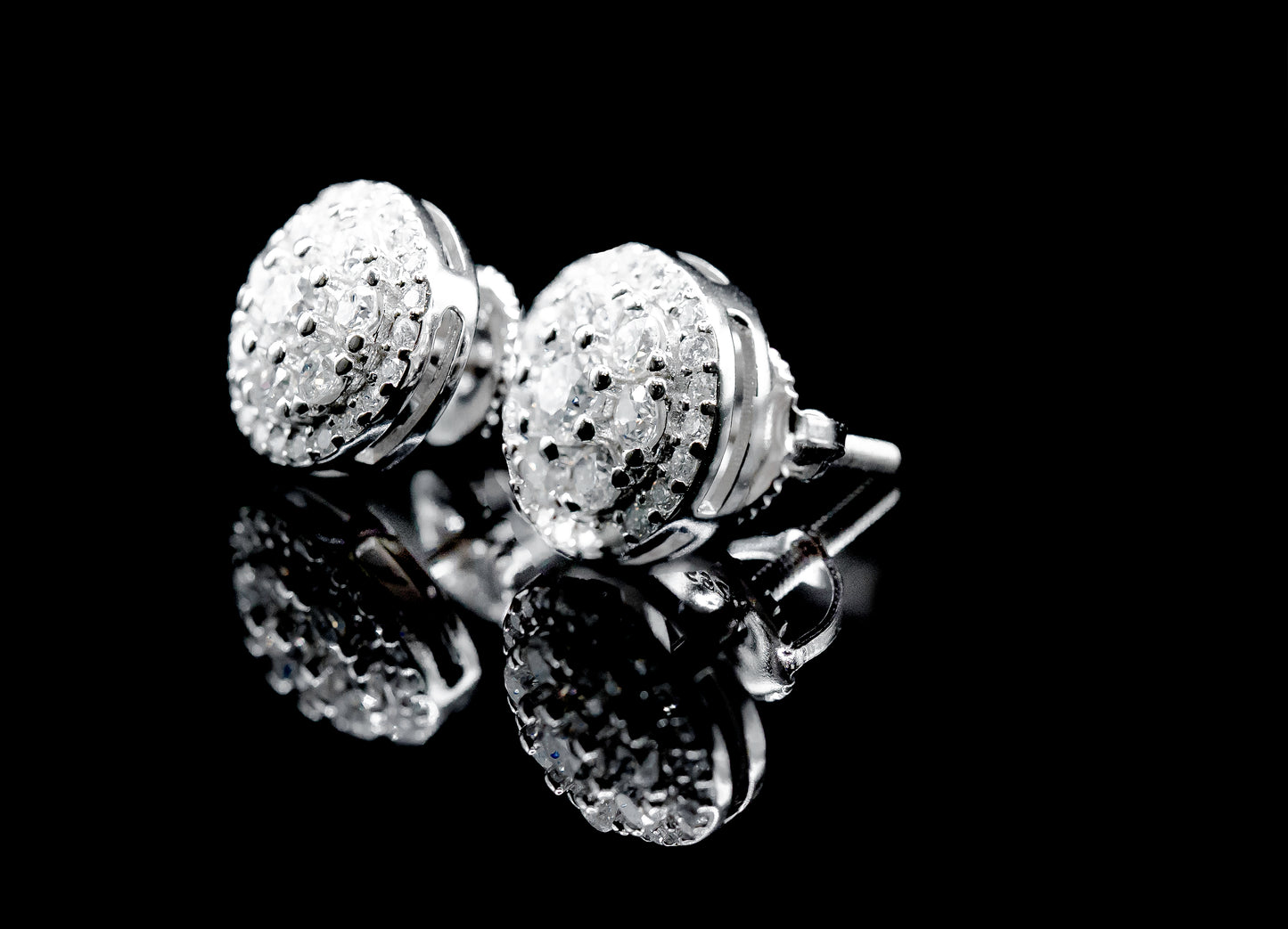 Moissanite Diamond VVS D Color Real Solid Sterling Silver 925  Hip Hop Bling Round Earring  |  10MM | PASS DIAMOND TESTER !