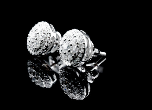 Moissanite Diamond VVS D Color Real Solid Sterling Silver 925  Hip Hop Bling Round Earring  |  10MM | PASS DIAMOND TESTER !