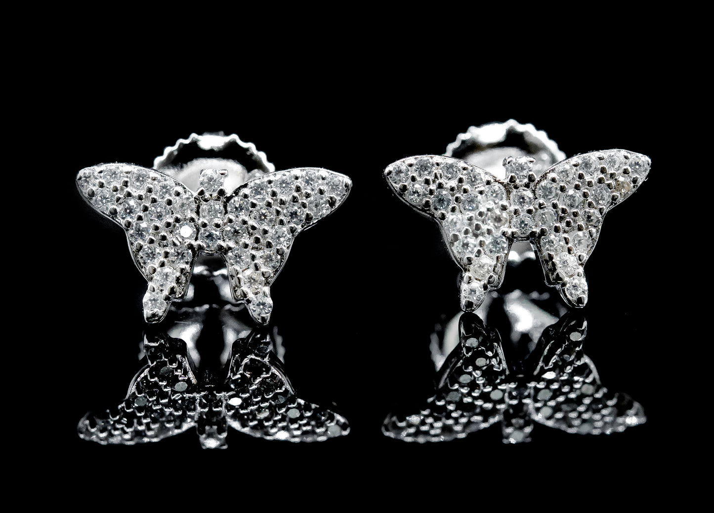 Moissanite Diamond VVS D Color Real Solid Sterling Silver 925  Butterfly Stud Earrings |  12MM | PASS DIAMOND TESTER !!