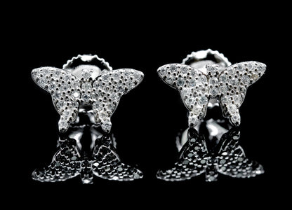 Moissanite Diamond VVS D Color Real Solid Sterling Silver 925  Butterfly Stud Earrings |  12MM | PASS DIAMOND TESTER !!