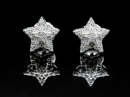 Moissanite Diamond VVS D Color Real Solid Sterling Silver 925 Star Earrings   9.5MM | PASS DIAMOND TESTER