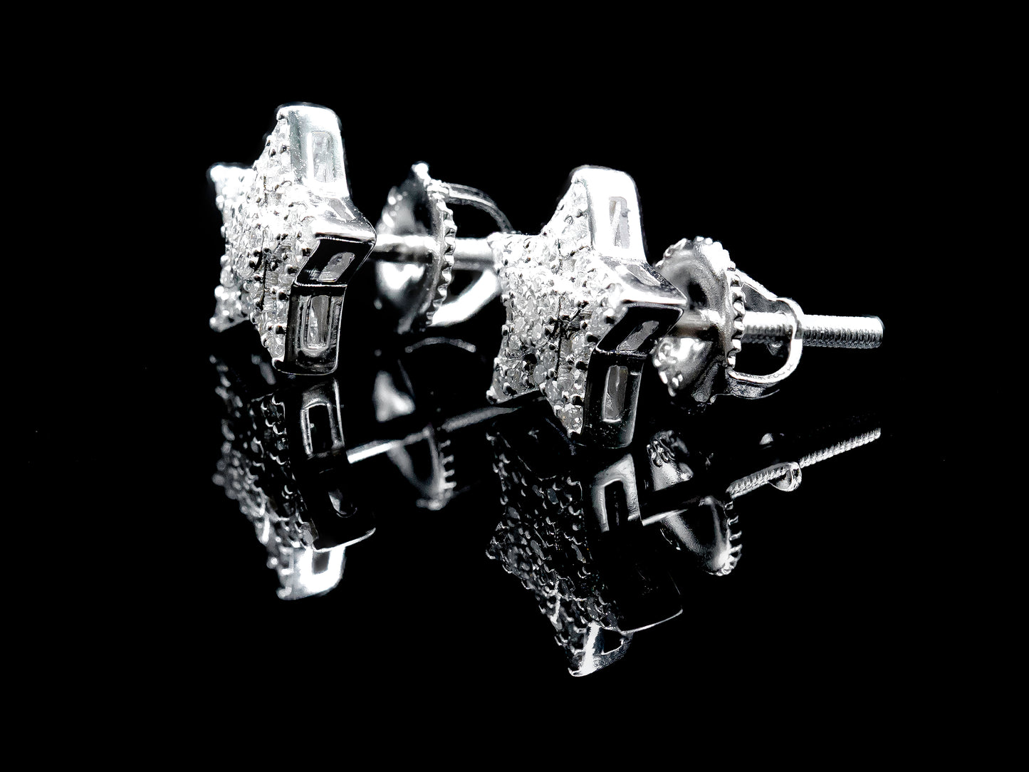 Moissanite Diamond VVS D Color Real Solid Sterling Silver 925 Star Earrings   9.5MM | PASS DIAMOND TESTER