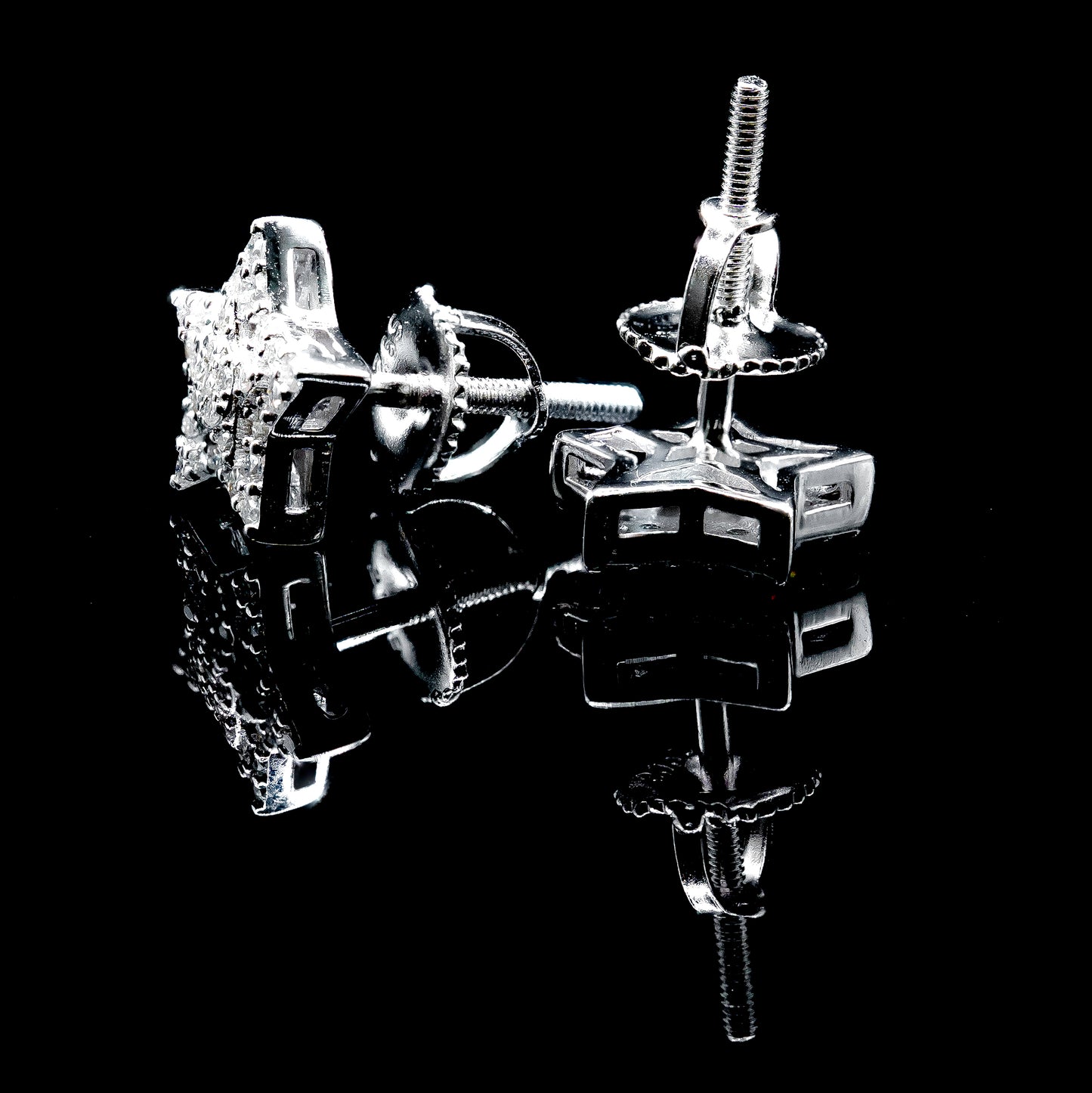 Moissanite Diamond VVS D Color Real Solid Sterling Silver 925 Star Earrings   9.5MM | PASS DIAMOND TESTER