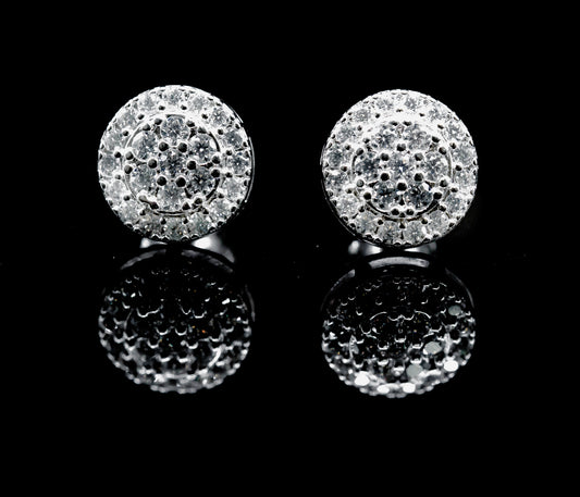 Moissanite Diamond VVS D Color Round Classic Iced Out Earrings Real Silver 925 - 11MM | PASS DIAMOND TESTER