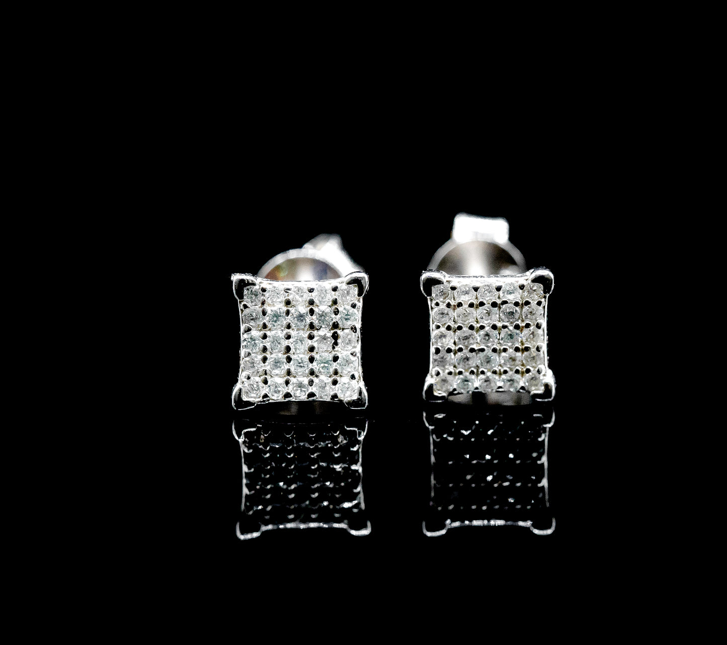 Moissanite Diamond VVS D Color Square 4-Row Earrings Real Silver 925 - 6.5MM | PASS DIAMOND TESTER!!