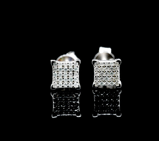 Moissanite Diamond VVS D Color Square 4-Row Earrings Real Silver 925 - 6.5MM | PASS DIAMOND TESTER!!