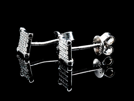 Moissanite Diamond VVS D Color Square 4-Row Earrings Real Silver 925 - 6.5MM | PASS DIAMOND TESTER!!