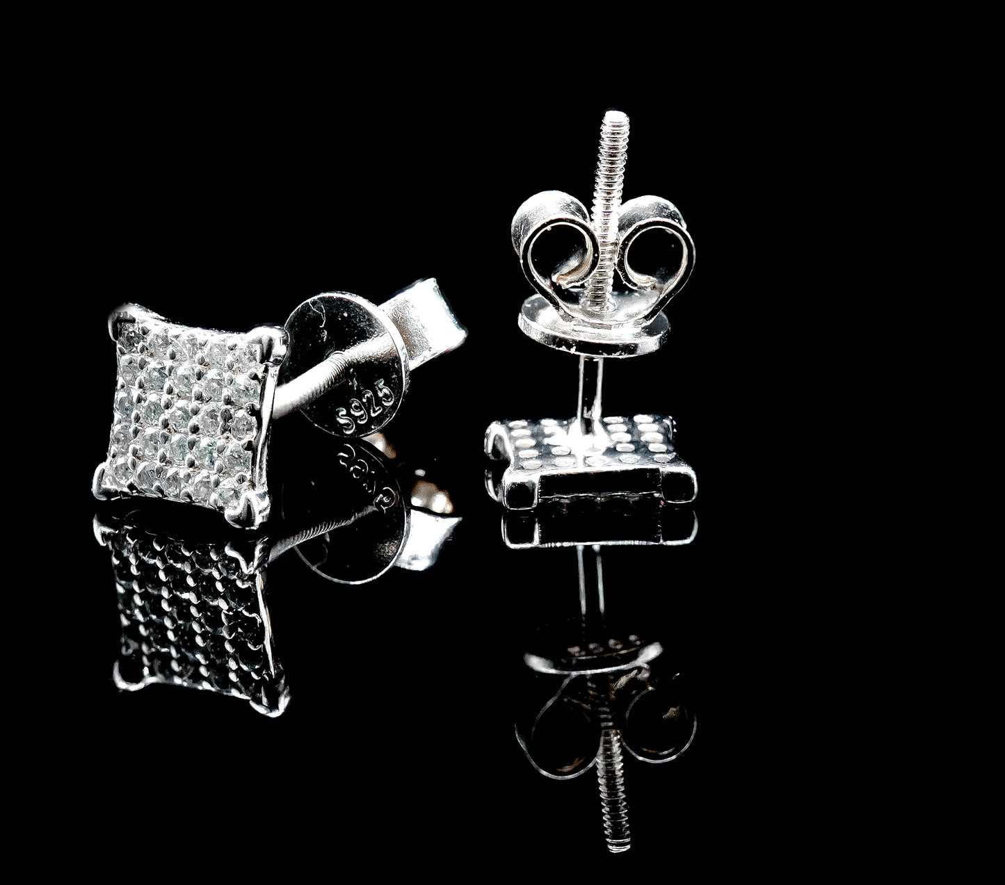 Moissanite Diamond VVS D Color Square 4-Row Earrings Real Silver 925 - 6.5MM | PASS DIAMOND TESTER!!