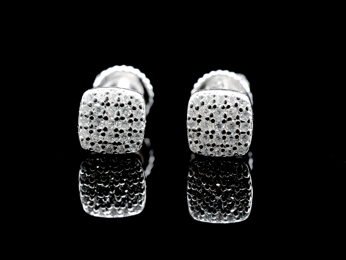 Moissanite Diamond VVS D Color Square Everyday Bling Earrings Real Silver 925 - 6.5MM | PASS DIAMOND TESTER!!!!