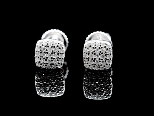 Moissanite Diamond VVS D Color Square Everyday Bling Earrings Real Silver 925 - 6.5MM | PASS DIAMOND TESTER!!!!