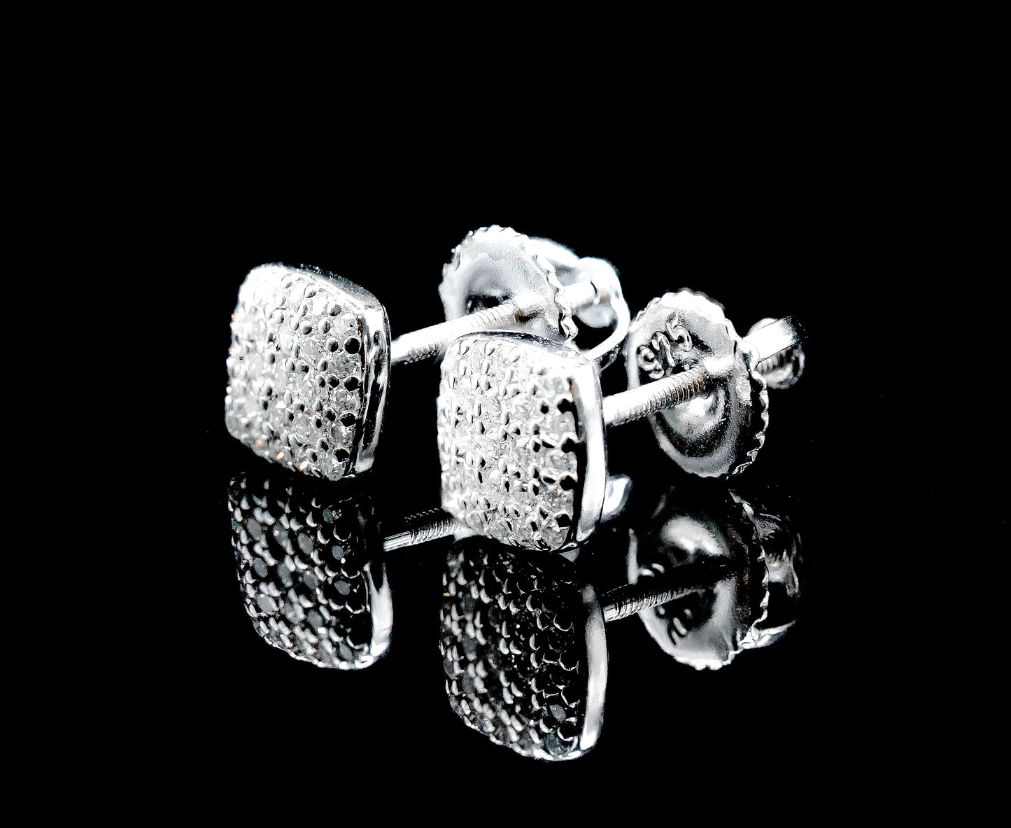 Moissanite Diamond VVS D Color Square Everyday Bling Earrings Real Silver 925 - 6.5MM | PASS DIAMOND TESTER!!!!