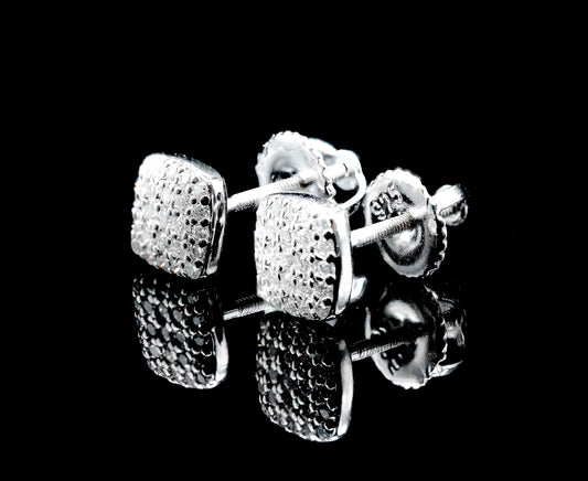 Moissanite Diamond VVS D Color Square Everyday Bling Earrings Real Silver 925 - 6.5MM | PASS DIAMOND TESTER!!!!