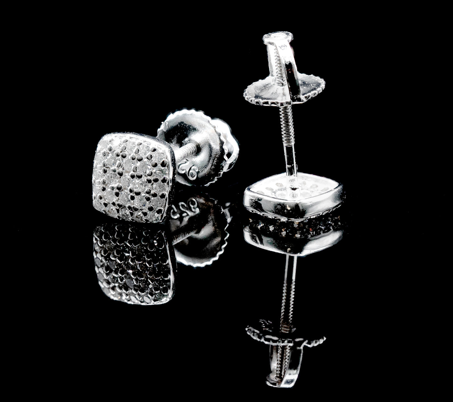 Moissanite Diamond VVS D Color Square Everyday Bling Earrings Real Silver 925 - 6.5MM | PASS DIAMOND TESTER!!!!