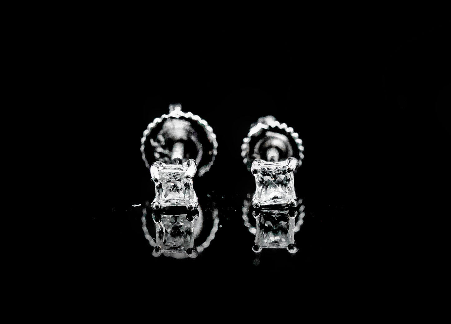 MOISSANITE Diamond VVS D Color Princess Cut Square Solitaire Stud Earrings - Real Silver 925/ 14k Gold Plated - 4MM-5MM | PASS DIAMOND TESTER!!