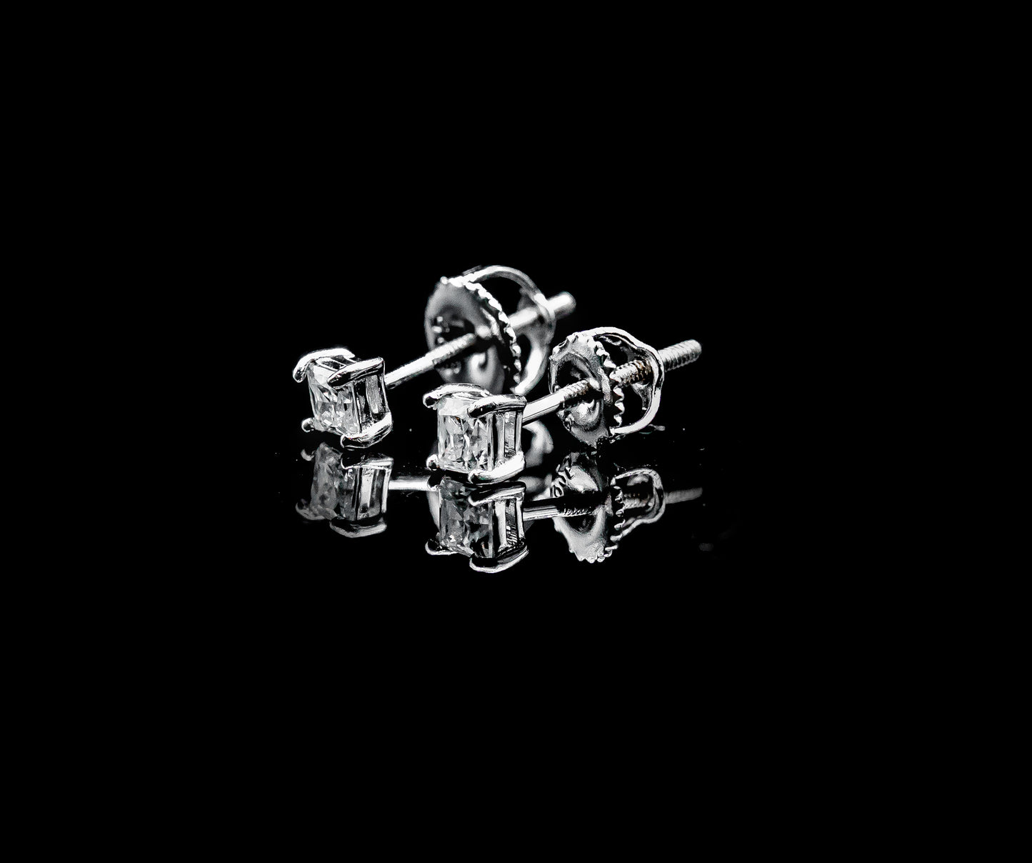 MOISSANITE Diamond VVS D Color Princess Cut Square Solitaire Stud Earrings - Real Silver 925/ 14k Gold Plated - 4MM-5MM | PASS DIAMOND TESTER!!