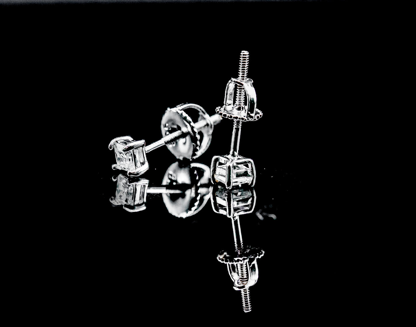 MOISSANITE Diamond VVS D Color Princess Cut Square Solitaire Stud Earrings - Real Silver 925/ 14k Gold Plated - 4MM-5MM | PASS DIAMOND TESTER!!