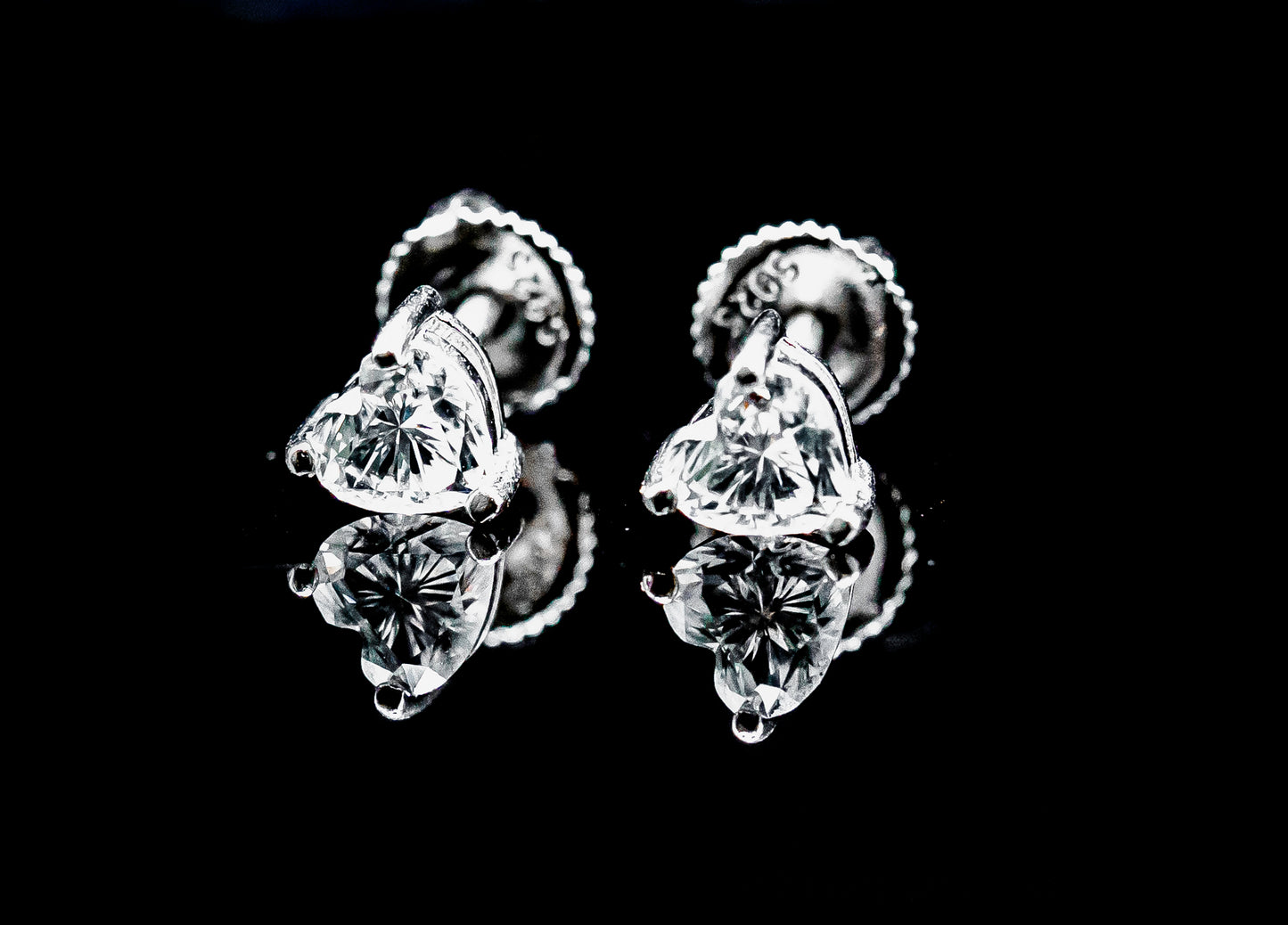 Moissanite Diamond VVS D Color Real Solid Sterling Silver 925  Solid Heart Stud Earrings |  5.5MM | PASS DIAMOND TESTER !!