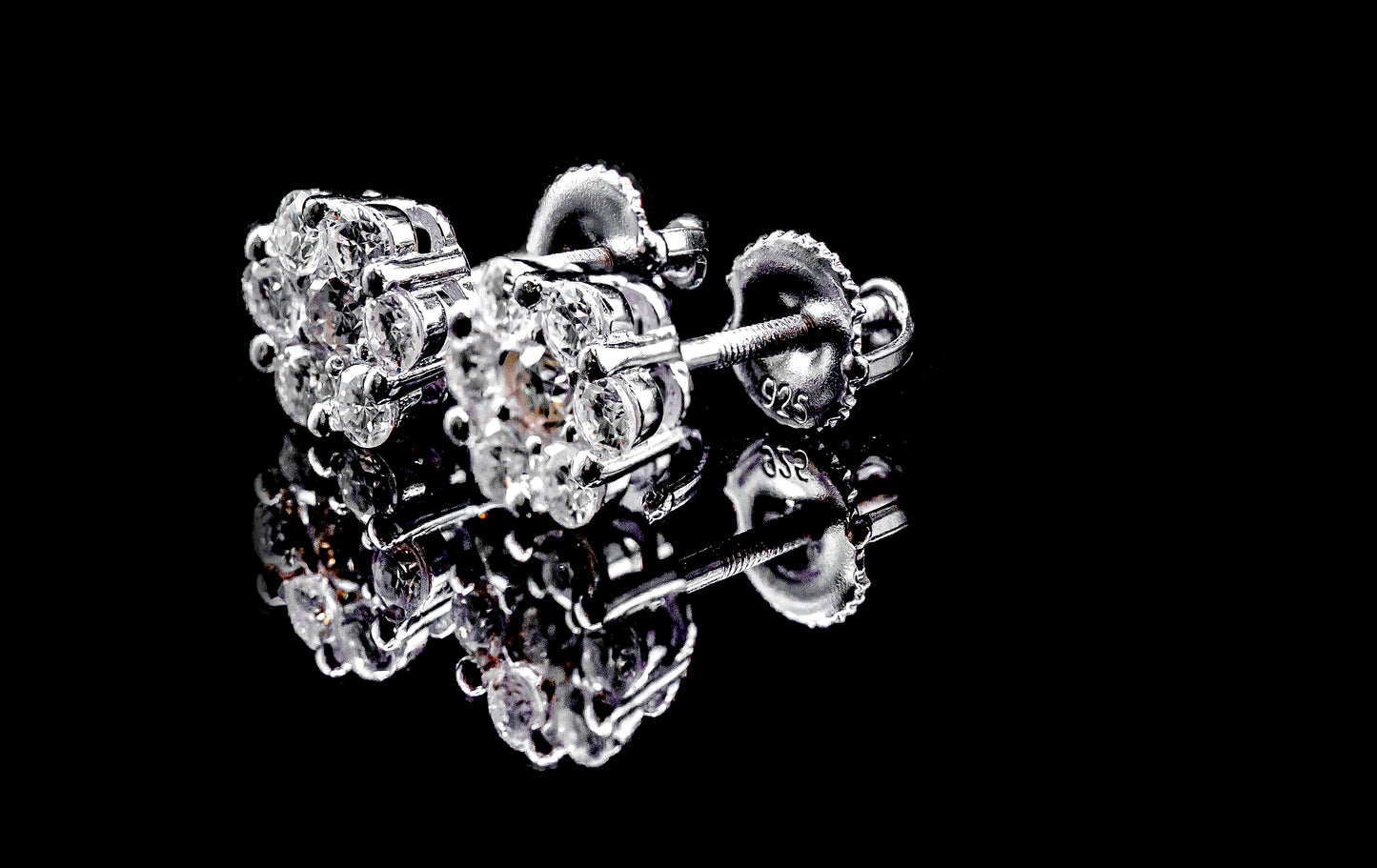 Moissanite Diamond VVS D Color Flower Cluster Iced Out Earrings 14K Gold Plated/ Real Silver 925 | 6.5MM-11MM | PASS DIAMOND TESTER!!!